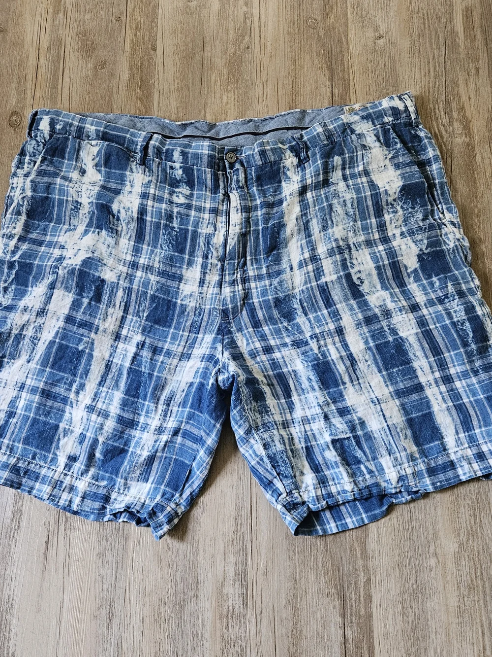 Polo Ralph Lauren Blue & White 100 Linen India Madra Plaid Men's Shorts 48B